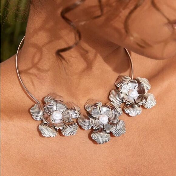 Flower statement necklace S607 - Picture 1 of 4